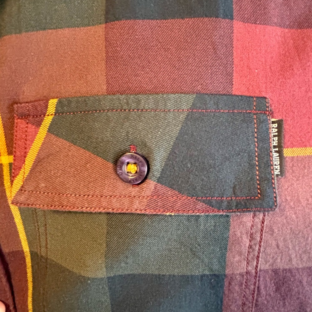 Ralph Lauren Double RL Burgundy and Green Plaid Shirt - Picture 7 of 11